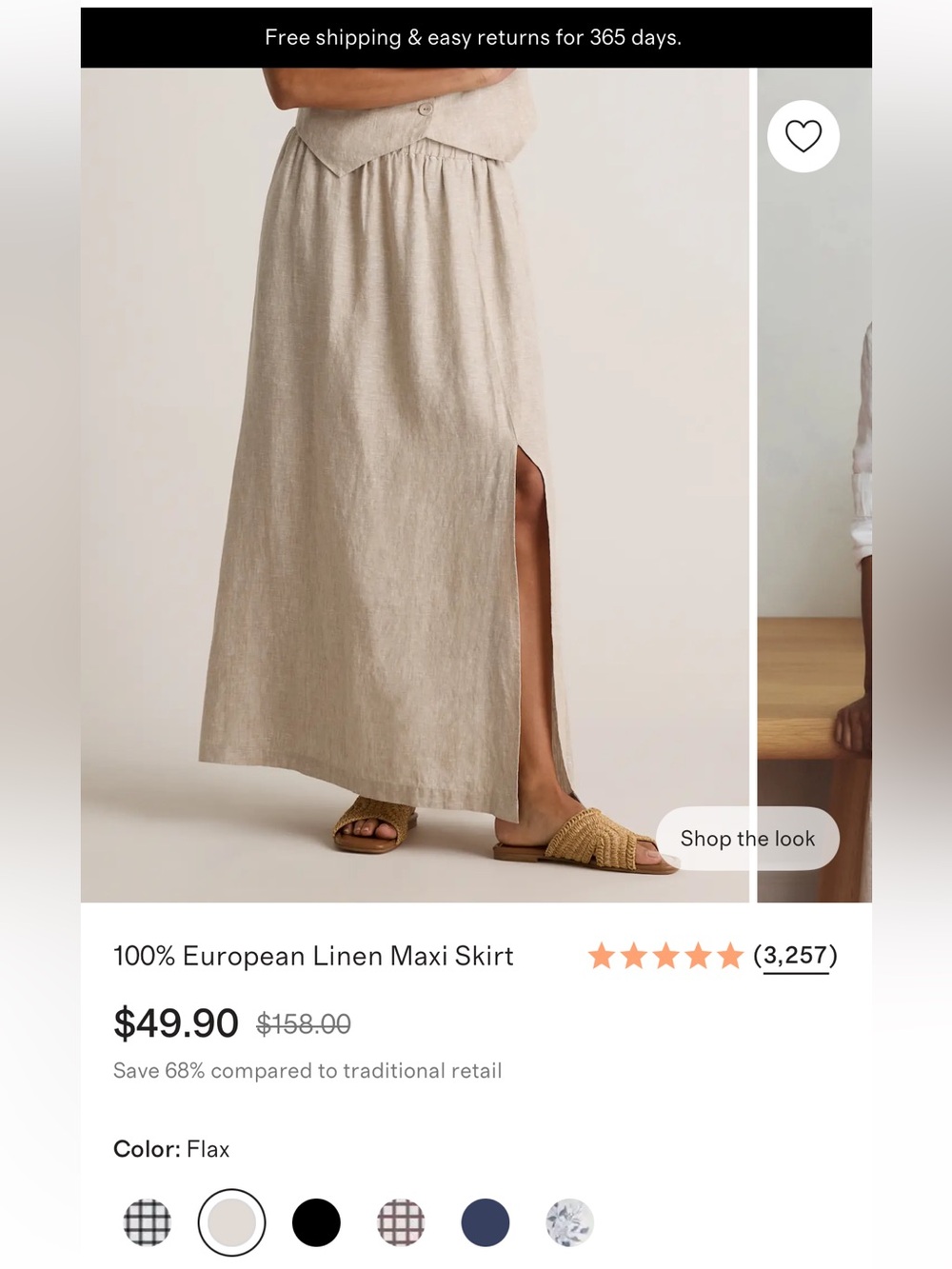 100% cotton European Linen Maxi Skirt in Flax